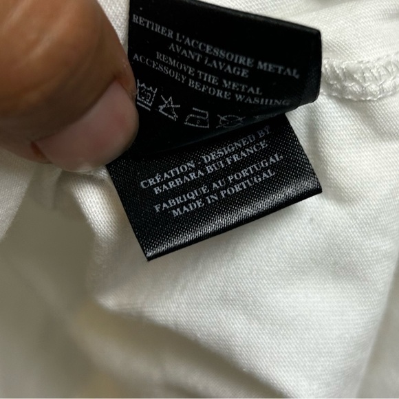 BARBARA BUI Made in Portugal White tie scarf Neck Short sleeve Size T2 2X - Picture 5 of 9